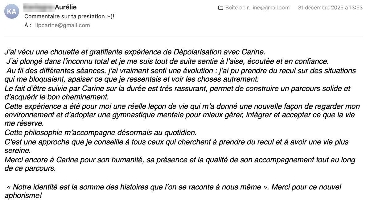 Témoignage d'Aurélie reçu par e-mail