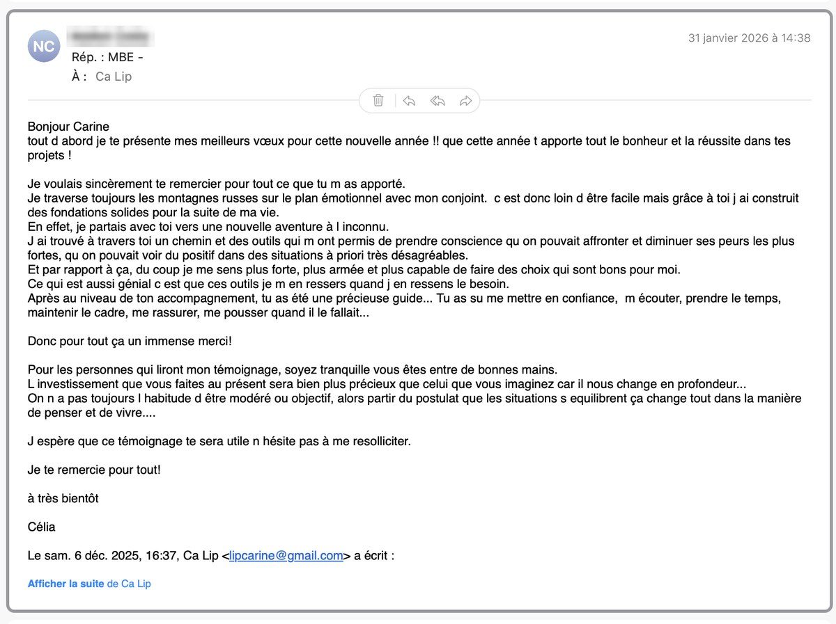 Témoignage de Célia reçu par e-mail